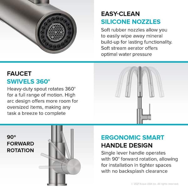 Oletto Single Handle Pull Down Sprayer Kitchen Faucet in Matte Black