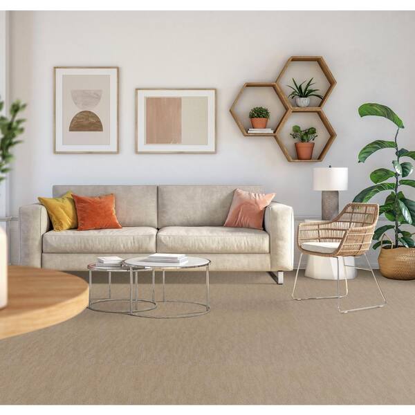 Inner Peace - Cashmere - Beige 26 oz. SD Polyester Pattern Installed Carpet