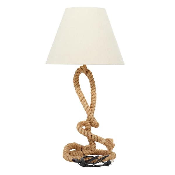 29 in. Brown Jute Twisted Rope Task and Reading Table Lamp