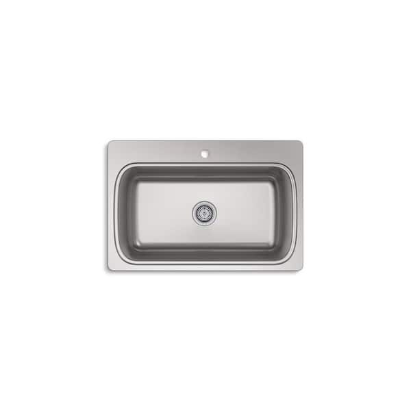Verse Drop-in Stainless Steel 33 in. 1-Hole Single Bowl Kitchen Sink