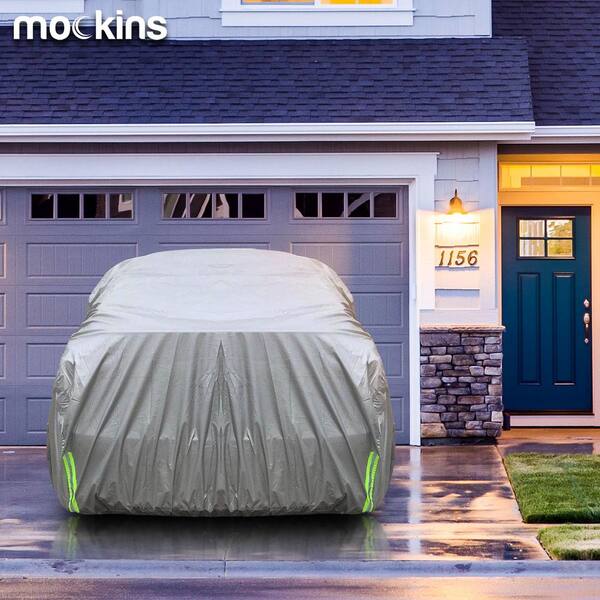175 in. x 70 in. x 60 in. Heavy-Duty 190T Silver Polyester Waterproof Car Cover