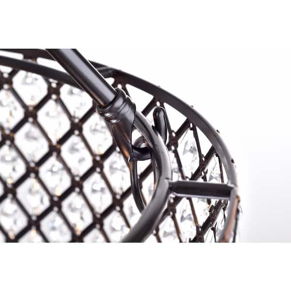 Marya 4-Light Modern Oil Rubbed Bronze Finish Crystal Semi-Flush Mount Light with Clear Glass Crystal Beaded Drum Shade