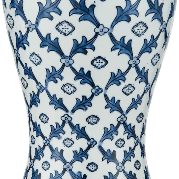 Sacramento 25 in. Blue/White Ceramic Table Lamp, Traditional Chinoiserie Bedside Lamp