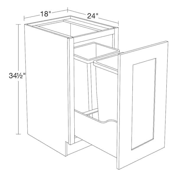 Tremont Pearl Gray Painted Plywood Shaker Assembled Trash Can Kitchen Cabinet 2-Can FH 18 in. W. x 24 in. D 34.5 in. H