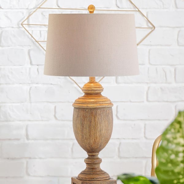 Kennedy 30.5 in. H Brown Faux Wood Resin Table Lamp