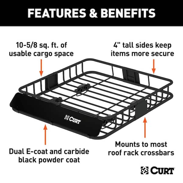 42 in. x 37 in. Black Steel Roof Rack Cargo Carrier and Cargo Net Combo Kit