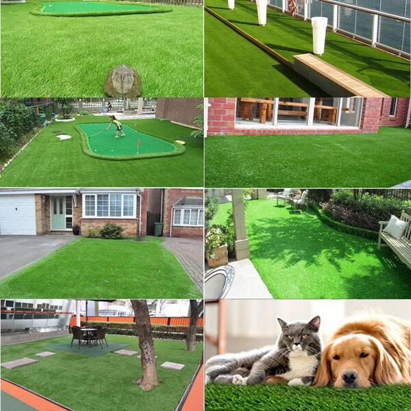 3 ft. x 5 ft. Green Artificial Grass Carpet 1.18 in. Mat for Outdoor Garden Landscape Balcony Dog Grass Rug