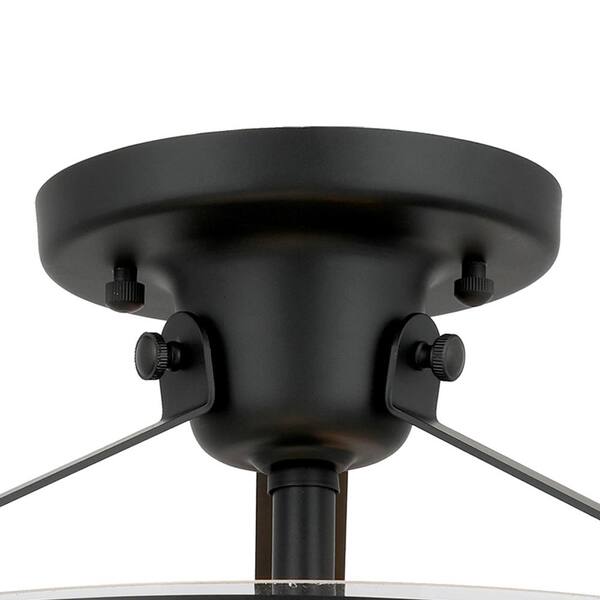Delano 13 in. Matte Black Finish 2LT Semi-Flush Mount Clear Glass