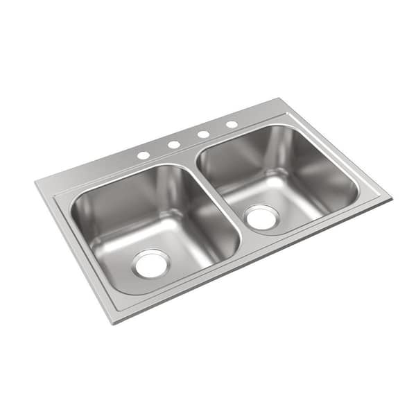 Parkway 20-Gauge Stainless Steel 33 in. Double Bowl Drop-In Kitchen Sink