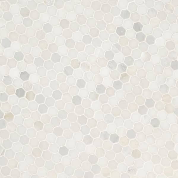 Greecian White Hexagon 12 in. x 12 in. x 10mm Honed Marble Mesh-Mounted Mosaic Tile (8.9 sq. ft. / case)