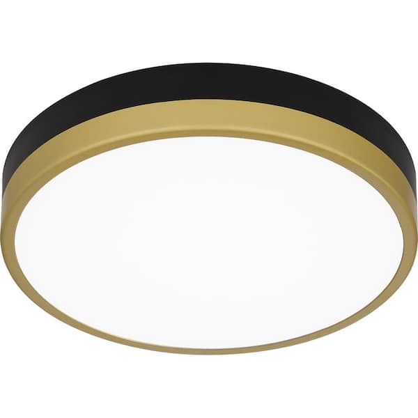 Weldin 11 in. Matte Black Gold LED Flush Mount