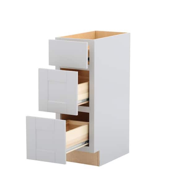 Shaker Assembled 12x34.5x21 in. Bathroom Vanity Drawer Base Cabinet with Ball-Bearing Drawer Glides in Dove Gray