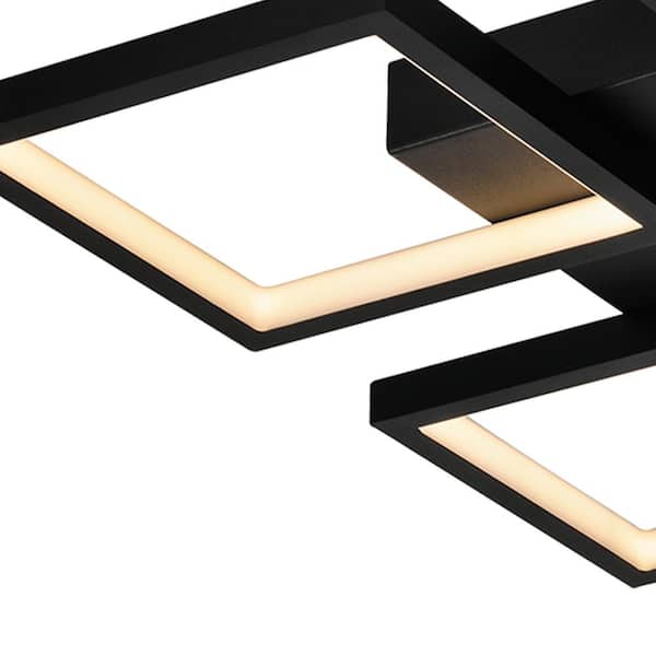 Boston 4-Light 19.18 in. Black Unique/Statement Square/Rectangle LED Semi-Flush Mount