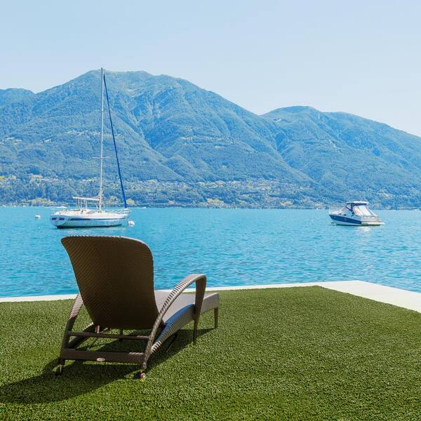 56 oz. 7.5 ft. x 9 ft. Field/Olive Green Artificial Grass Rug