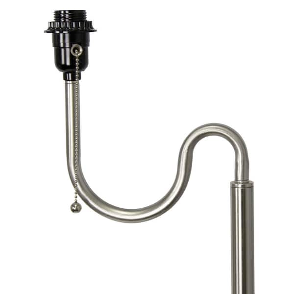 57 in. Black Standard 2-Tier Floor Lamp Combination with 2 x USB Charging Ports and Power Outlet with Fabric Shade