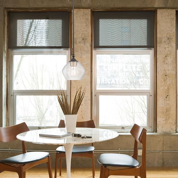 Harrow 1-Light Matte Black Pendant with Clear Glass Shade