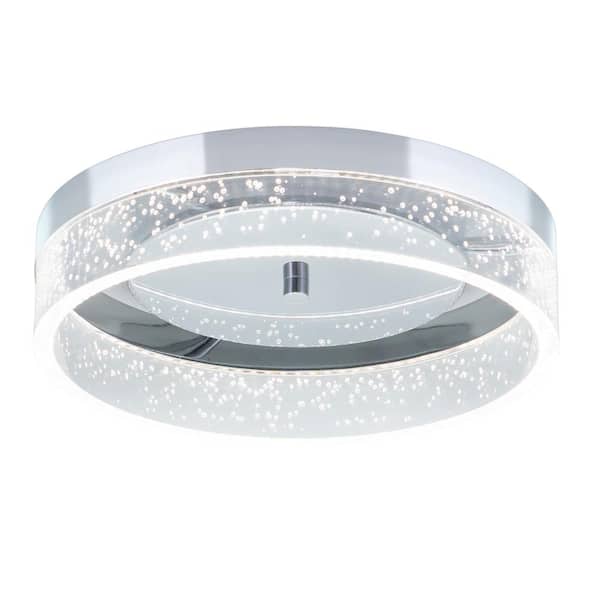 Vaughn 12 in. W Integrated LED Chrome Flush Mount Ceiling Light Fixture Clear Bubble Acrylic Shade