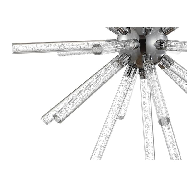 Soyuz 19.5 in. Chrome/Clear Adjustable Integrated LED Starburst Metal/Acrylic Pendant