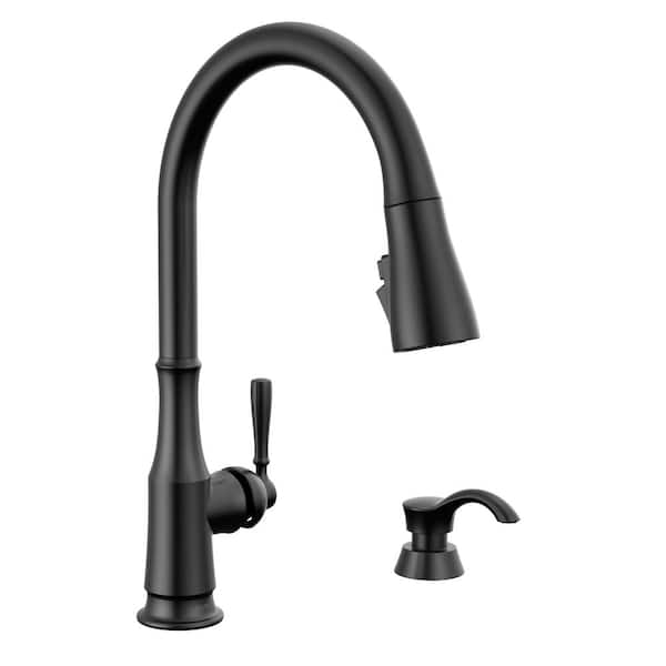 Capertee Single-Handle Pull Down Sprayer Kitchen Faucet with ShieldSpray Technology in Matte Black