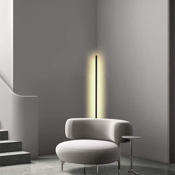 47 in. Modern Black Corner Floor Lamp Neutral Light
