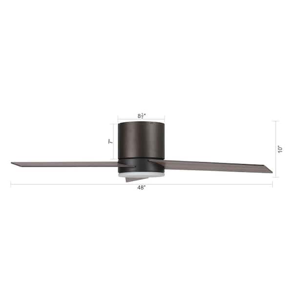 Kielah 48 in. Integrated LED Bronze Flush Mount Ceiling Fan with Light and Remote Control