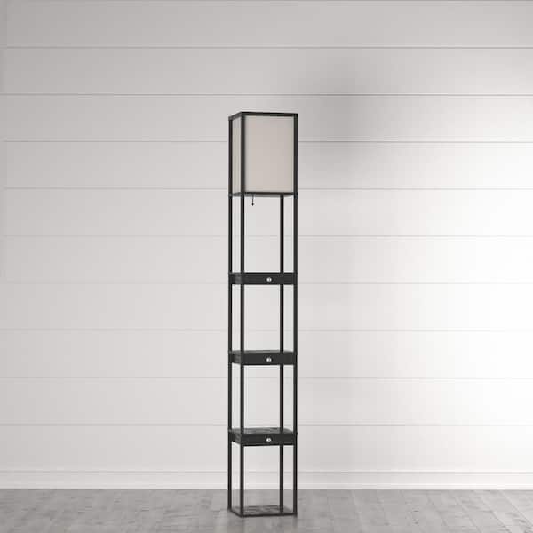 Murray 72 in. H Black Three Drawer Shelf Lamp