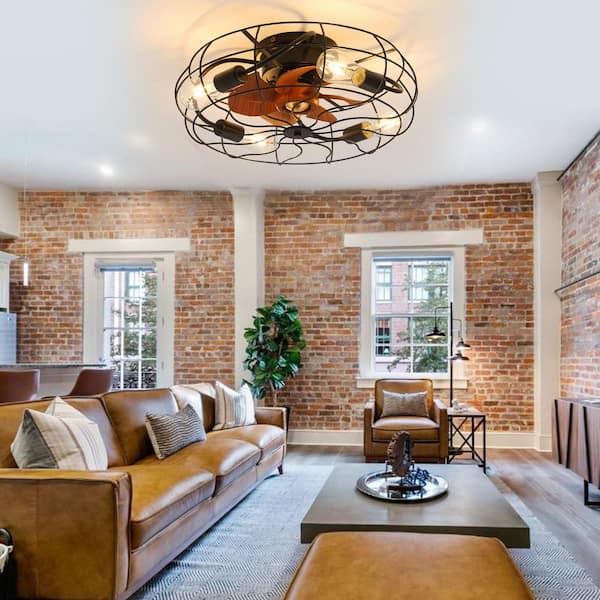 20 in. Indoor/Outdoor Black Ceiling Fan with Light Kit and Remote Control