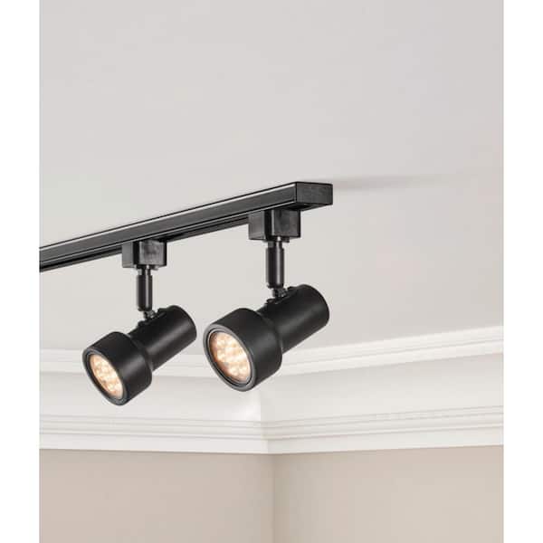 1-Light Black Integrated LED Linear Track Lighting Mini Step Head