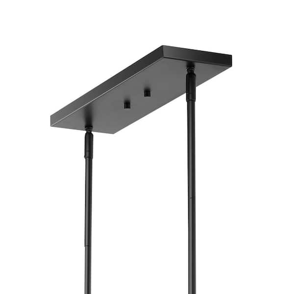 Luca Parisian 53 in. 7-Light Black/Clear Modern Glam Iron Globe Linear LED Pendant Light, Black