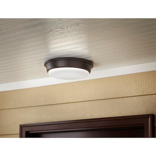 11 in. Oil Rubbed Bronze Integrated LED Outdoor Flush Mount Ceiling Light