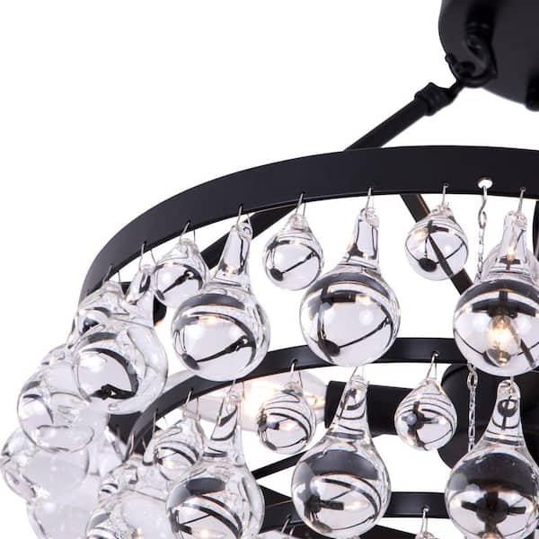 Jackson 17.5 in. 5-Light Black Semi-Flush Mount With Crystal