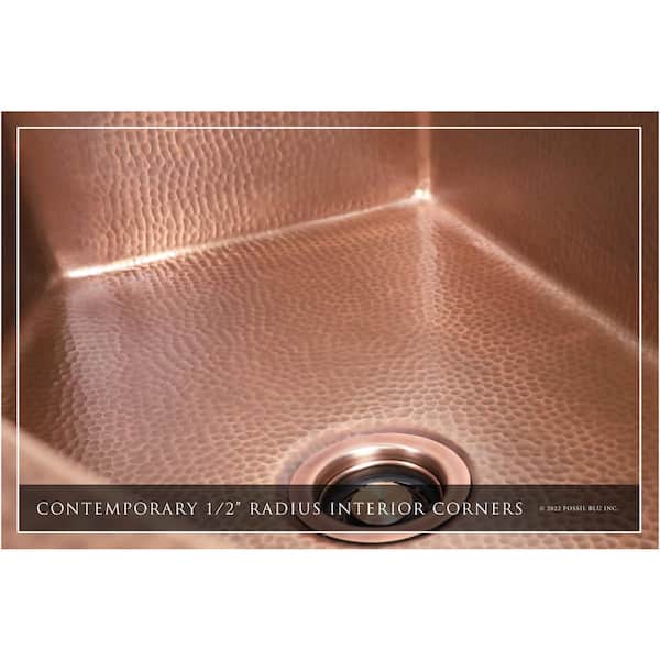Luxury Medium Patina 12-Gauge Copper 33 in. Single Bowl Farmhouse Apron Kitchen Sink with Accs and Curved Front