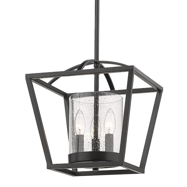 Mercer 12 in. 3-Light Matte Black Semi-Flush Mount