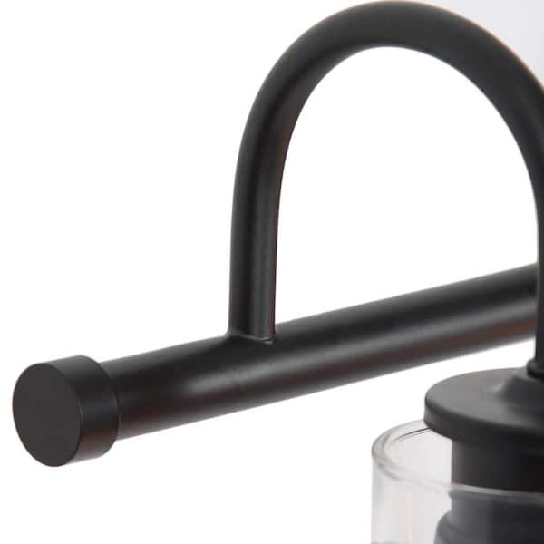 Modern Industrial 22 in. 3-Light Black Bathroom Vanity Light Wall Sconce with Clear Globe Glass Shades