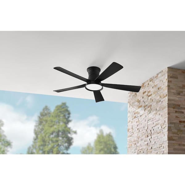 Hawkspur 52 in. Integrated LED CCT Indoor/Outdoor Matte Black Ceiling Fan with Light and Remote Control