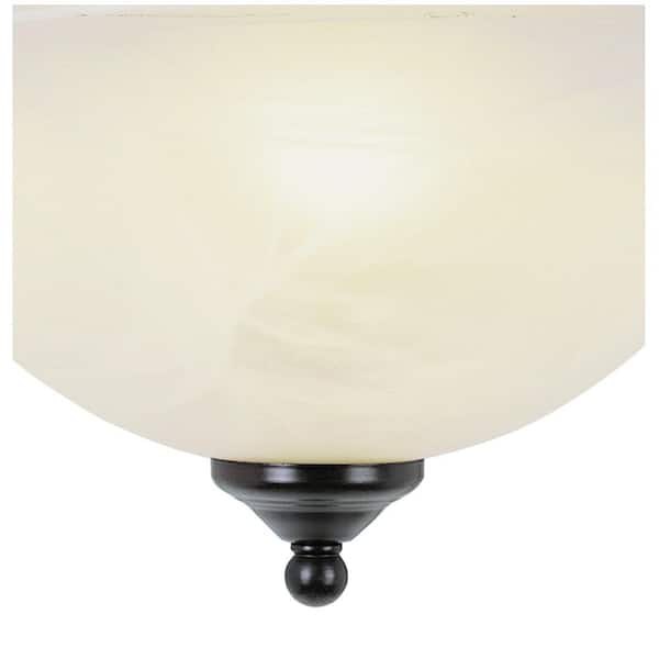 Aspen 15 in. 3-Light Oil Rubbed Bronze Semi-Flush Mount Ceiling Light Fixture with Marbleized Glass Shade