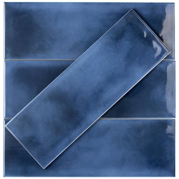 Piston Camp Blue 4 in. x 12 in. 7mm Glazed Ceramic Subway Wall Tile (34-piece 10.97 sq. ft. / box)