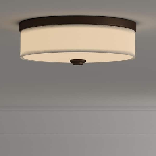 10 in. Weaver Collection 1-Light Antique Bronze Integrated LED Flush Mount