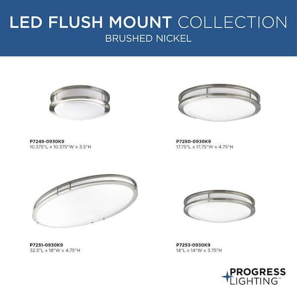 14 in. CTC COMM Collection 23 -Watt Brushed Nickel Integrated LED Flush Mount