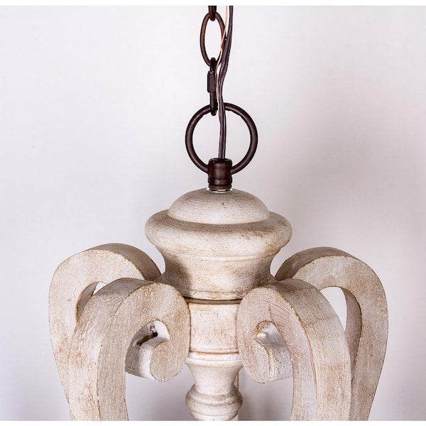 Bella 5-Light Antique Distressed Wood Empire Farmhouse Candlestick Chandelier