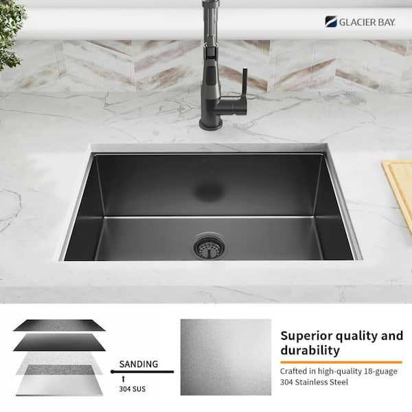 Gunmetal Black Stainless Steel 27 in. 18-Gauge Single Bowl Undermount Kitchen Sink