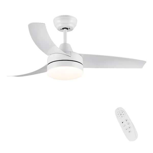 42 in. Indoor Matte White DC Motor Integrated LED Ceiling Fan with Remote Control and Light Kit