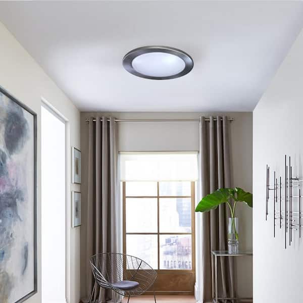 7 in. 1-Light Brushed Nickel LED Flush Mount