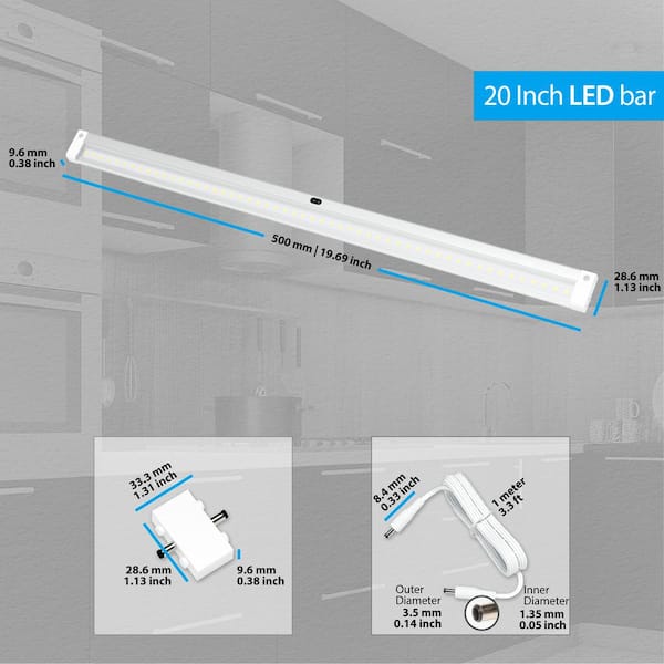 20 in. LED 3000K White Under Cabinet Lighting with Sensor (No Power Supply Included)