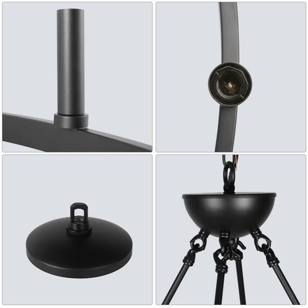 12-Light Matte Black Chandelier Wagon Wheel Steel Frame