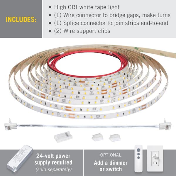 RibbonFlex Pro 16.4 ft. (5 m) 24-Volt White High CRI LED Tape Light, Bright (4000K), 60 LEDs/m