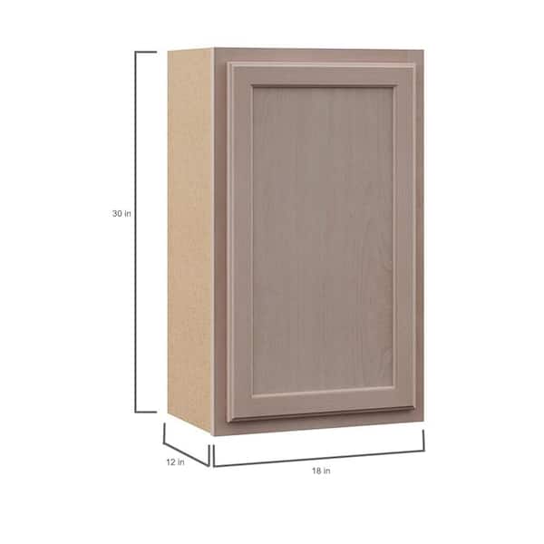18 in. W x 12 in. D x 30 in. H Assembled Wall Kitchen Cabinet in Unfinished with Recessed Panel
