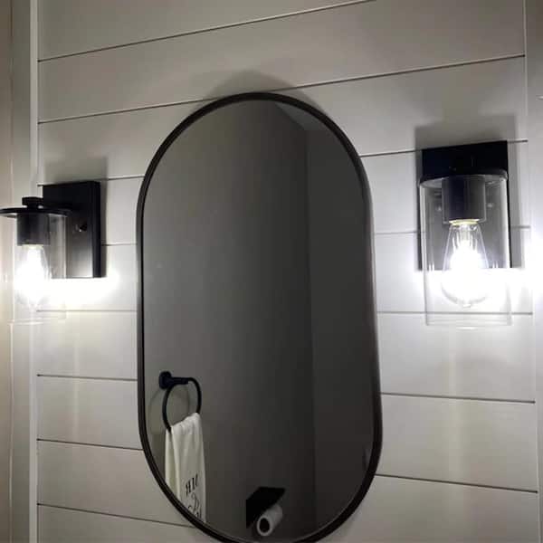 1-Light Oil-Rubbed Bronze Wall Sconce with Clear Glass Shade