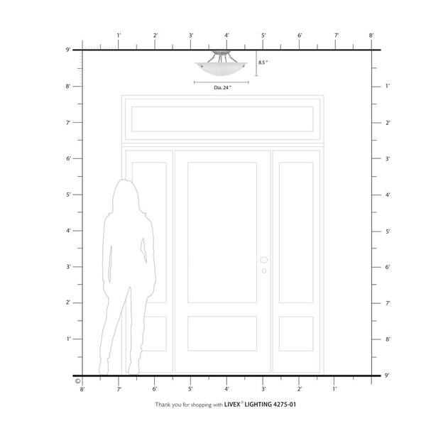 Oasis 4 Light Antique Brass Semi Flush Mount