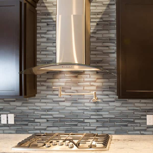 Ombre Grigia 12 in. x 12 in. Glossy Glass Mosaic Tile (1 sq. ft. / each)